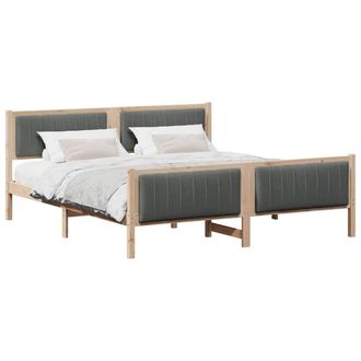 Berkfield Home Elegant Bed frame Brown & dark grey 180 x 200 cm Solid pine wood in Natural