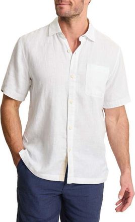 Tommy Bahama Paradise Breezer Short Sleeve Linen Button-Up Shirt in White at Nordstrom, Size Xx-Large