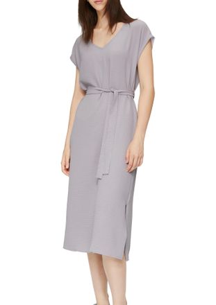 QS by s.Oliver Sommerkleid QS, Damen, Gr. 34, N-Gr, grau (grau, flieder), Jersey, Obermaterial: 100% Polyester, unifarben, regular fit lang, V-Ausschnitt, Kleider So