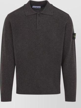 Stone Island virgin wool fine-knit polo sweater