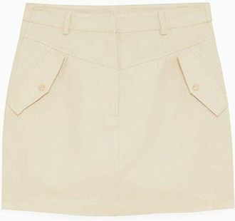 Patrizia Pepe Beige Cotton Mini Womens Skirt