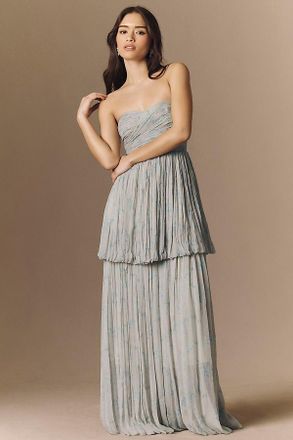 BHLDN Alexa Strapless Tiered Chiffon Maxi Dress