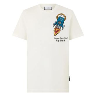 Philipp Plein T-shirt met ronde hals Korte mouw - Heren - Tops - Wit - Maat: 3XL Katoen