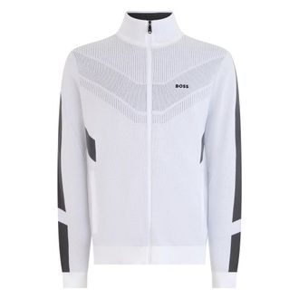 HUGO BOSS Lightweight Zip-up Sweatshirt - male - Boss - Cardigans - White - 2XL - Knitwear