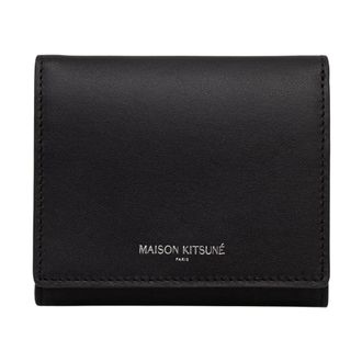 Maison Kitsun&eacute; Drieluik Portemonnee - unisex - Accessoires - Zwart - Maat: ONE Size Leer