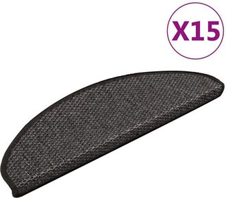 vidaXL Alfombra Autoadhesiva Escalera Sisal 15 Uds Antracita 65x21x4cm Vidaxl