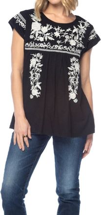 Tolani Anice Cap Sleeve Blouse In Black