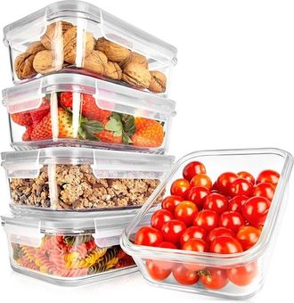 Nutrichef 5Pc Stackable Glass Food Storage Containers