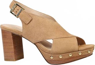 Pelle Moda Womens Ambree Block Heel Sandals In Latte Kid Suede