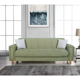 Dmora Sof&aacute; Cama 3 Plazas Papozze, Con Almacenaje, Apertura Click-clack, Lavable, 226x86 Cm Verde