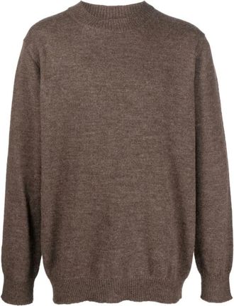 Maison Margiela Alpaca Wool Bruine Trui Pullover - Heren - Ronde hals truien - Bruin - L - Wol - Truien & Vesten