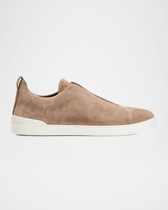 Ermenegildo Zegna Men & apos;s Triple Stitch Suede Sneakers