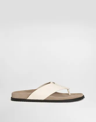 Dolce & Gabbana Logo Flip Flops - Man Sandals And Slides Neutral 41.5