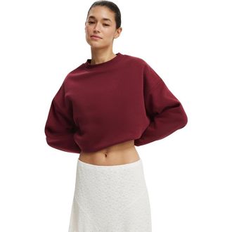 Cotton On Womens Oversized Fleece Sweatshirt in Cherrywood at Nordstrom, Size Xxx-Small