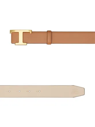 Tod's Logo-Buckle Reversible Calf Leather Belt - Brown