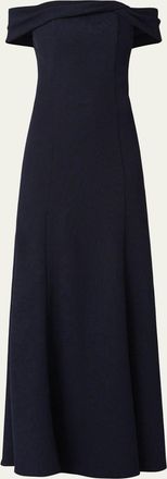 Shoshanna Flores Off-the-Shoulder Crepe Gown