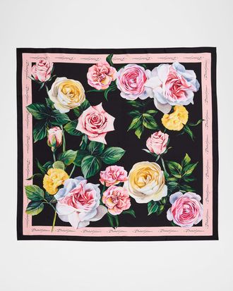 Dolce & Gabbana Floral Silk Twill Foulard Scarf