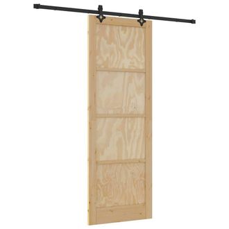 Berkfield Home Sliding Door with Hardware Set ORKDAL Solid Wood Pine in Beige