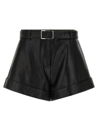 Sportmax Black Lamb Leather Bermuda Womens Shorts