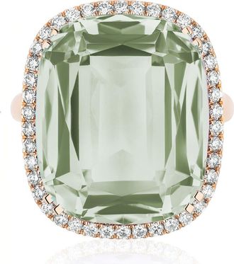 Goshwara Gossip Cushion Cut Blue Topaz & Diamond Cocktail Ring in Prasiolite at Nordstrom, Size 7