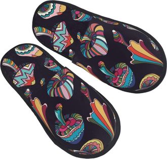 Generic Fuzzy Slippers Colorful Mushrooms (3) Fluffy Slippers Flat Soft House Shoes For Party Guest Bathroom L