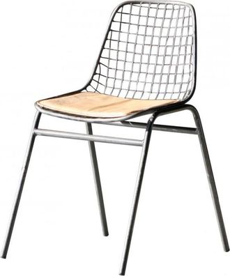 Manufactori Lote de 2 sillas de acero y cuero marrón