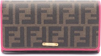 Fendi Black Brown Pink Leather Pvc Long Wallet (Bi-Fold) (Pre-Owned)