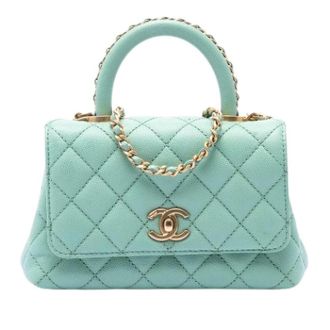 Chanel Pre-owned Coco Handle Bag - Dames - Pre-owned - Blauw - Maat: ONE Size Leer