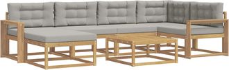 vidaXL Conjunto De Sof&aacute;s De Exterior 7 Uds. Blanco Y Gris Claro Vidaxl