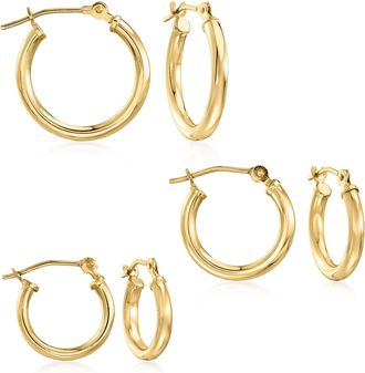 Ross-Simons 14kt Yellow Gold Jewelry Set: 3 Pairs Of Hoop Earrings