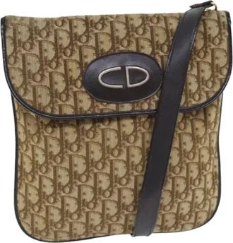 Dior Pre-owned Cross Body Bags, female, Beige, Size: ONE SIZE Pre-owned Vintage Trotter Canvas Shoulder Bag