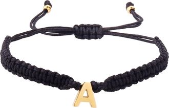 Generic 26 Initial Bracelet Gold Plated Letter Black Woven Dainty Charm For Men Women Girls Necklace for Wedding (A, One Size)