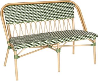 Oviala Banco de jardín estilo parisino en aluminio y ratán sintético verde