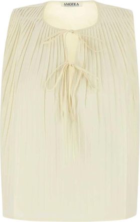 AMOTEA Akiko Top - Dames - Blouses - Beige - XL - Katoen - Overhemden
