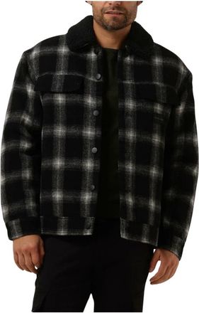 Calvin Klein Check Sherpa Trucker Jacket - Heren - Zomerjassen - Veelkleurig - S - Wol - Jassen
