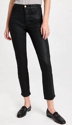 Frame Denim Le Sylvie Coated Jeans In Noir