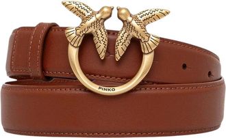 Pinko Love Berry Belt - Dames - Riemen - Bruin - XS - Leer - Accessoires