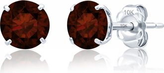 MAX + STONE 10k Yellow or White Gold 6mm Round Solitaire Gemstone Stud Earrings