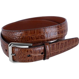 Trafalgar Store 30mm Mock Alligator Embossed Italian Leather Belt in Tan at Nordstrom, Size 40