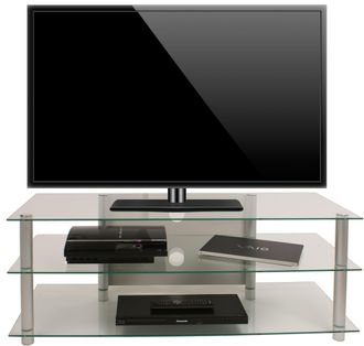 ebuy24 Ebuy24 - Muebles Tv Vcm Lowboard Enrutamiento De Cables Dimensiones Al. 45 X An. 112 X T. 40 Cm Muebles Fernseh - Zumbo (vidrio Transparente)