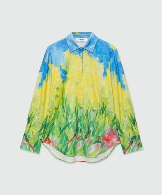 Msgm Bicolor Cotton Womens Blouse