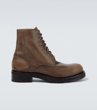 The Row Distressed leather combat boots