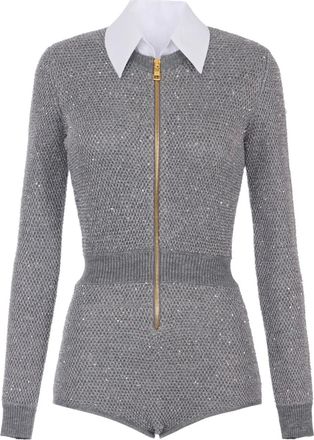 Elisabetta Franchi Tuta intera con paillettes - Grigio