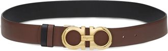 Ferragamo Brown Leather Gancini Reversible Belt