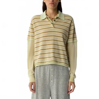 Guest In Residence Layered Stripe Rugby Sweater In Limewash