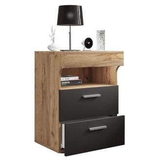 ebuy24 Vcm comodino tavolino con due cassetti comodino dimensioni ca. a. 61 x l. 45 x t. 39 cm - Slepal l (quercia miele / antracite)