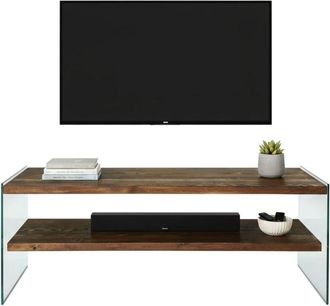 Dmora Mobile porta tv Sargas, Credenza da soggiorno, Armadio basso per tv, Base parete attrezzata, 120x35h45 cm, Noce, con imballo rinforzato, con imballo