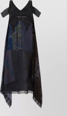 Marine Serre REGENERATED asymmetric cold shoulder silk dress