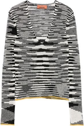 Missoni Maglione con scollo a V e righe - Nero
