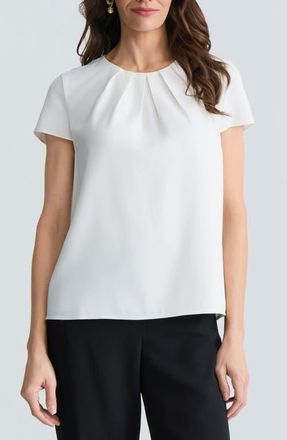 Kasper Pleated Cap Sleeve Top in Vanilla Ice at Nordstrom, Size X-Small